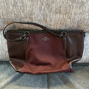 Coach Legacy Jacquard Ava Oxblood Leather Tote